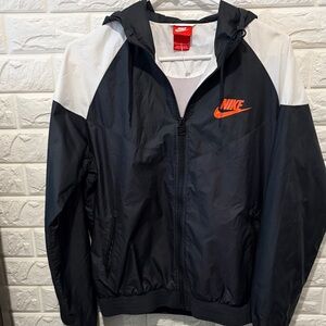 Nike Black and White Jacket with Orange Logo